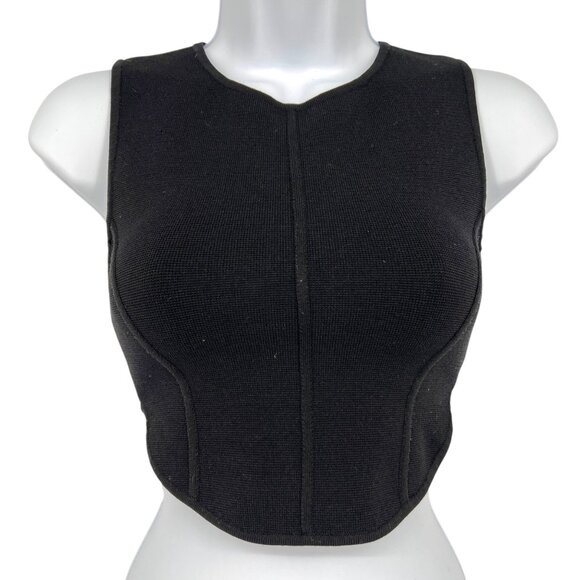 Babaton Aritzia Sculpt Knit Squareneck Point Tank Top Black Size XS - Picture 1 of 8